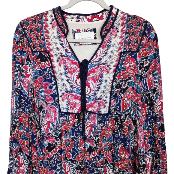 Anthropologie Spliced Floral Paisley Boho Peasant Flowy Tunic Dress Women Size M - Picture 3 of 11